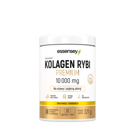 Essensey Kolagen Rybi Premium 10 000mg - 321g smak mango - pomarańcza