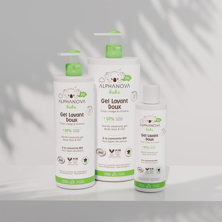Alphanova Bebe Bio, Delikatny żel myjący dla niemowląt 2 w 1, 1000 ml