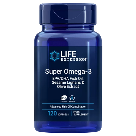 LIFE EXTENSION Super Omega-3 EPA/DHA z Lignanami Sezamowymi i Ekstraktem z Oliwek (120 kaps. miękkich)