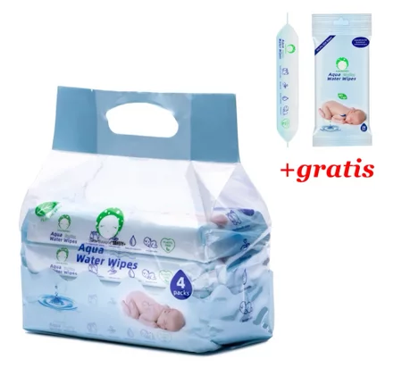 Luna Bambini, Chusteczki wodne Aqua Water Wipes, 4x50szt., miękkie zamknięcie