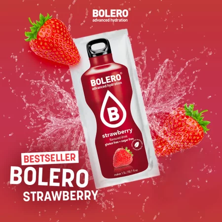 Zestaw Bolero Strawberry (Truskawka) ze stewią 12 szt. x 9 g napój w proszku bez cukru