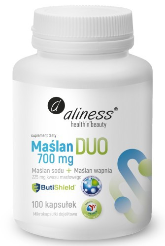 Aliness Maślan DUO 700mg (wapnia+sodu) 225mg kwasu masłowego 100 vege kaps. - Nabea.pl