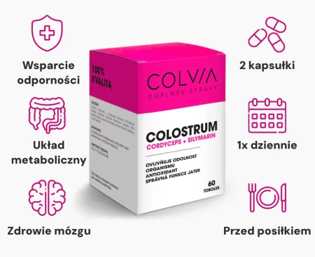 Colvia Colostrum + Cordyceps + Silymarin na wsparcie odporności 60 kaps.