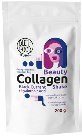 DIET-FOOD SHAKE KOLAGENOWY Z KWASEM HIALURONOWYM I CZARNĄ PORZECZKĄ 200 g