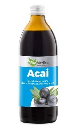 Ekamedica Acai 0,5L Sok 100% Wspiera Odporność