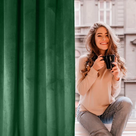 ZASŁONA GOTOWA D91 ROSA NA TAŚMIE 140 X 270 CM CIEMNOZIELONY