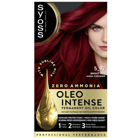 Oleo Intense farba do włosów trwale koloryzująca z olejkami 5-92 Jasna Czerwień