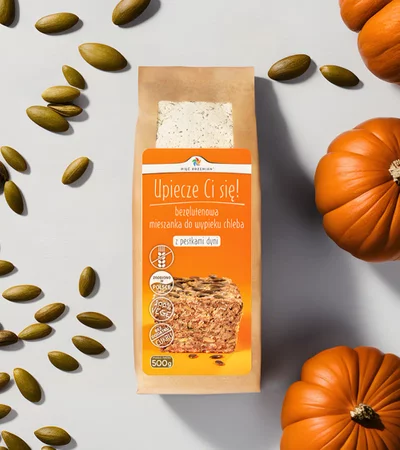 Zestaw 3x Pięć Przemian - Bezglutenowa mieszanka do wypieku chleba z pestkami dyni - 500 g