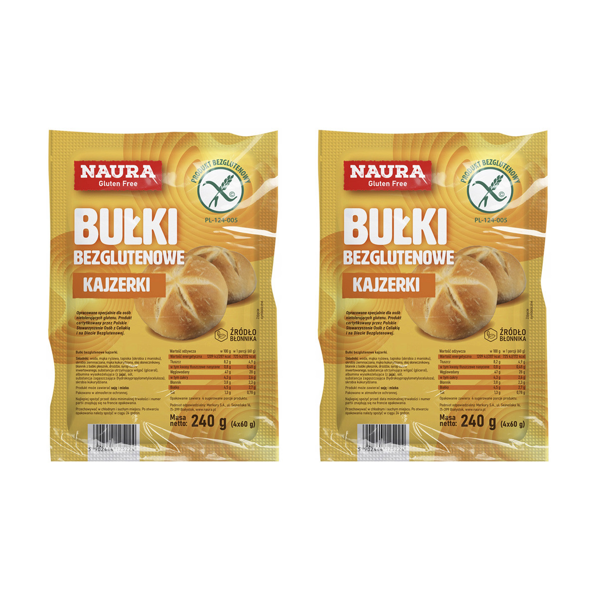 Zestaw 2x Bułki bezglutenowe kajzerki 240 g - Nabea.pl