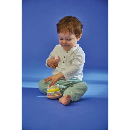 Janod Układanka piramida wieża wańka-wstańka drewniana Owieczka Zigolos 12m+