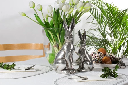 Ozdoba Wielkanocna, Figurka ceramiczna, kolor srebrny, rozmiar 10 x 8 x 23 cm