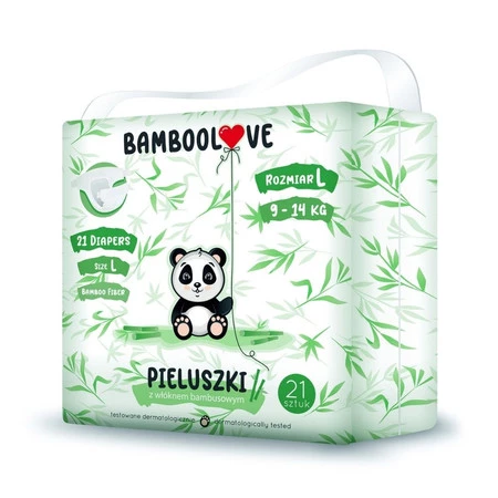 BambooLove - Pieluszki jednorazowe z włóknem bambusowym rozm. L (9-14 kg) 21szt