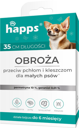BROS HAPPS - obroża przeciw pchłom i kleszczom dla małych psów 35cm