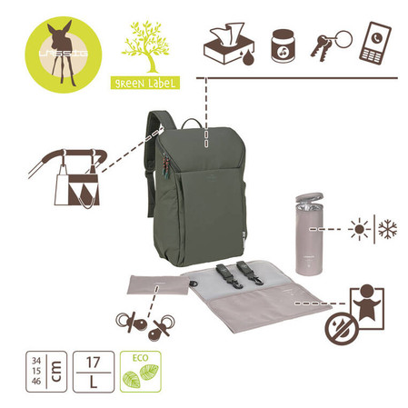 Lassig Green Label Plecak dla mam z akcesoriami Slender Up Backpack olive