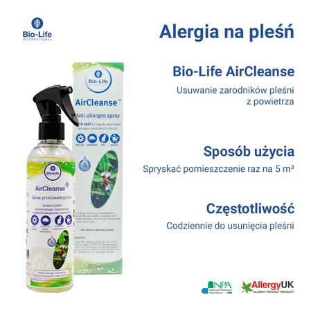 Bio-Life AirCleanse, Spray redukujący alergeny w powietrzu, 250 ml