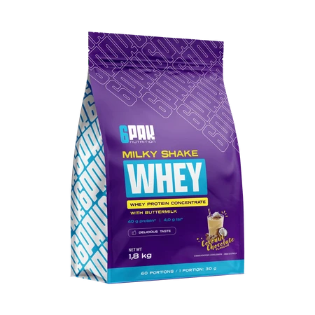 6PAK MILKY SHAKE WHEY odżywka białkowa WPC 1800 g smak kokos - czekolada