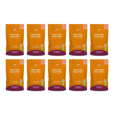 Zestaw 10x HERRMANN'S MANUFAKTUR Selection Dog Bio Pute - bio indyk z warzywami (150g)