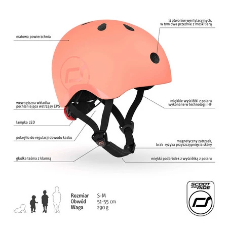 SCOOTANDRIDE Kask S-M dla dzieci 3+ Peach