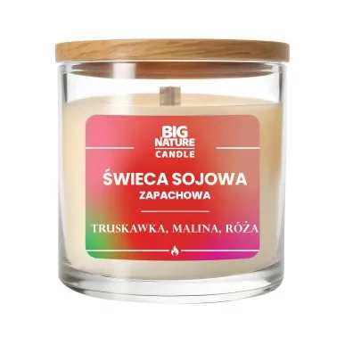 Big Nature Świeca sojowa o zap. Truskawka, Malina i Róża 225g