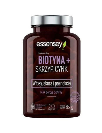 Essensey Biotyna + skrzyp + cynk na skórę, włosy 90 kaps.