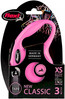 FLEXI NEW CLASSIC Smycz taśmowa XS / 3m różowa