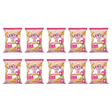 Zestaw 10x Chipsy z czerwonej soczewicy o smaku koktajlowych krewetek 100g