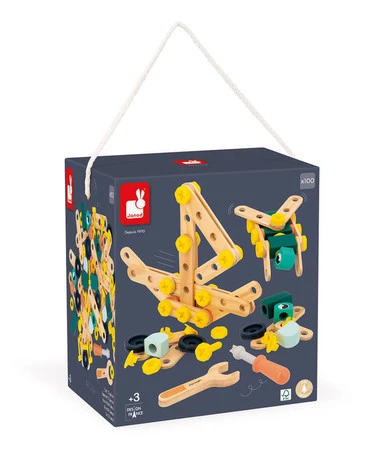 Janod Zestaw konstruktora 100 elementów Brico'kids 3+