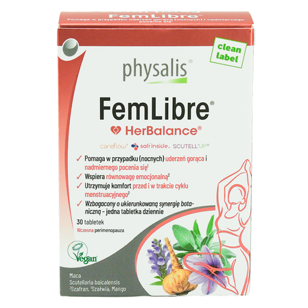 Physalis FemLibre® – kompleks roślinny na wsparcie podczas menopauzy 30 tabl.