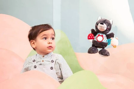 LILLIPUTIENS Wielofunkcyjna przytulanka na przyssawce Wilk Louis 6 m+