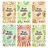 Zestaw smaków 100g True Dates: 1xCreamy Peanut Butter daktyle orzechowe, 1xSour Apple daktyle kwaśne jabłko, 1xCinnamon Roll daktyle karmelowe, 1xWatermelon daktyle arbuzowe, 1xCaramel Popcorn daktyle karmelowy popcorn, 1xPistachio Cream daktyle pistacja