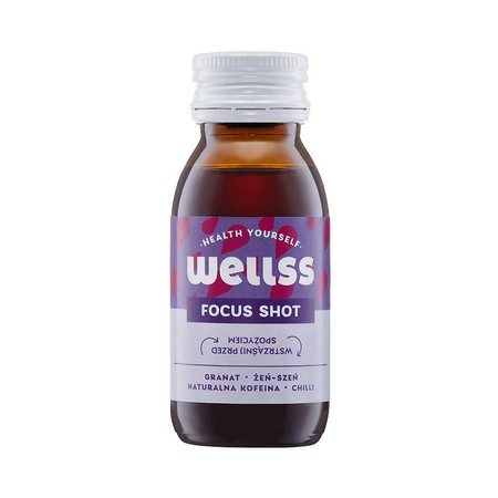 Wellss Shot Fokus. Granat, żeń-szeń, kofeina i chilli 60 ml