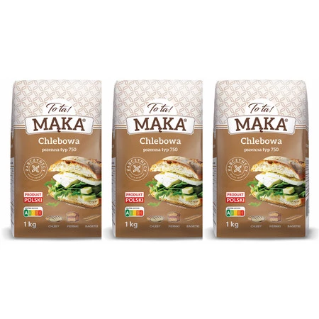 Zestaw 3x ToTa! Mąka pszenna typ 750 chlebowa  1kg