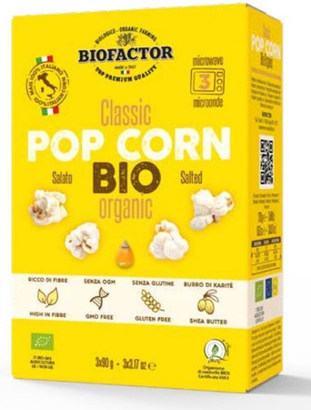 Biofactor Popcorn z solą do mikrofalówki BEZGL. BIO 3 x 90 g