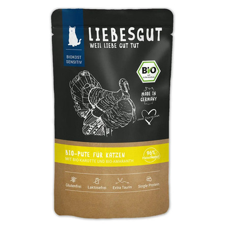 LIEBESGUT Bio Pute - indyk z marchewką i amarantusem ekologiczna mokra karma dla kota (100g)