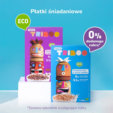 Smileat Triboo, BIO Płatki Śniadaniowe, kakaowe, 300g