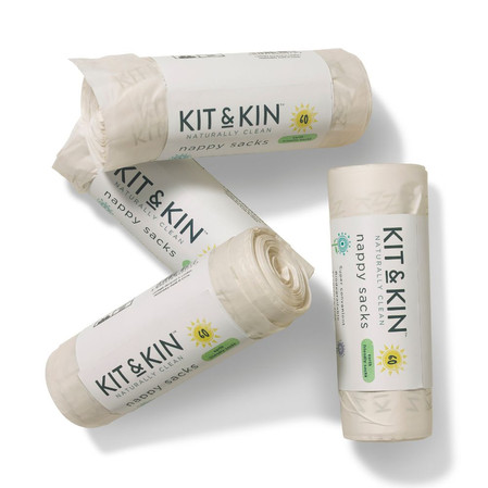 Kit & Kin, Biodegradowalne i bezzapachowe worki na zużyte pieluszki, 60 szt.