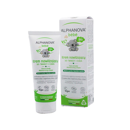  Alphanova Bebe Bio, Nawilżający krem do twarzy i ciała na bazie oliwy, do skóry suchej i atopowej, 75 ml