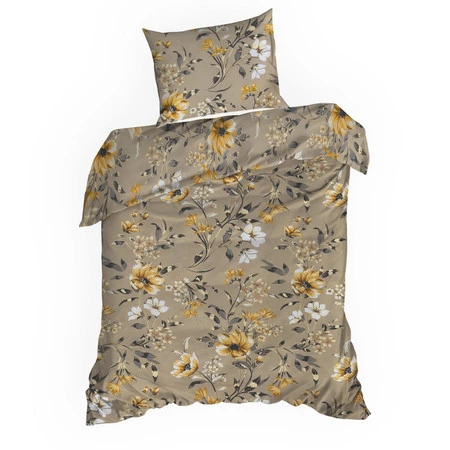 Komplet pościeli bawełnianej Emy, 140 x 200 cm, Ciemnobeżowy