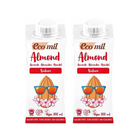 Zestaw: 2x EcoMil − Napój migdałowy bez cukru bezgl. BIO − 200 ml