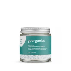 Georganics, Mineralny proszek do mycia zębów z naturalnym składem, do codziennej pielęgnacji, smak zielonej mięty, 60 ml