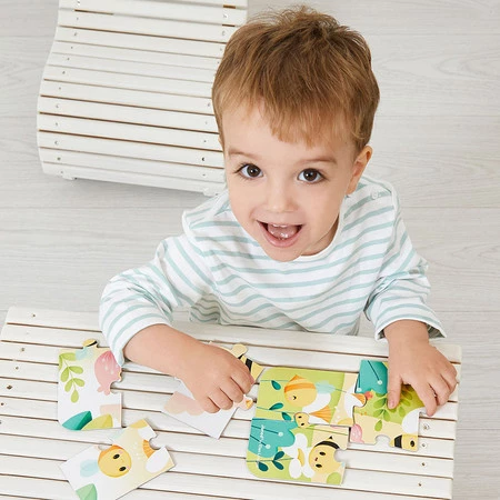 Janod Puzzle progresywne w walizce Zwierzątka Pure 4 układanki – 6, 9, 12 i 16 elementów 2+ Made in France