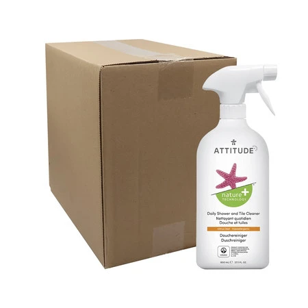 Attitude NATURE+, Spray do czyszczenia kabiny prysznicowej o zapachu skórki cytrusowej, 800 ml