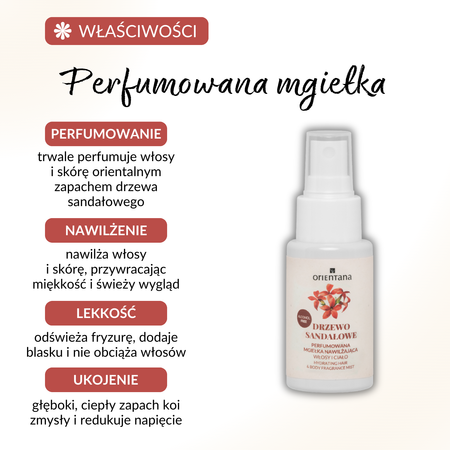 Orientana Drzewo Sandałowe Perfumowana mgiełka nawilżająca do ciała i włosów 50ml