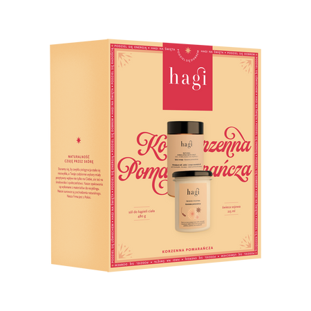 Hagi Zestaw Xmas Korzenna Pomarańcza Świeca sojowa 215ml+Sól do kąpieli 480g