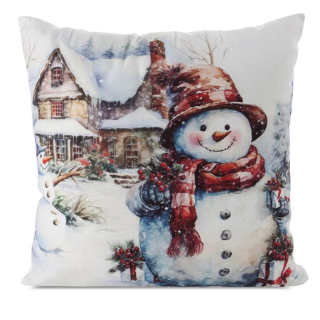 Welwetowa poszewka dekoracyjna z ozdobnym światecznym nadrukiem szerokość: 45 cm, długość: 45 cm, kolor: biały