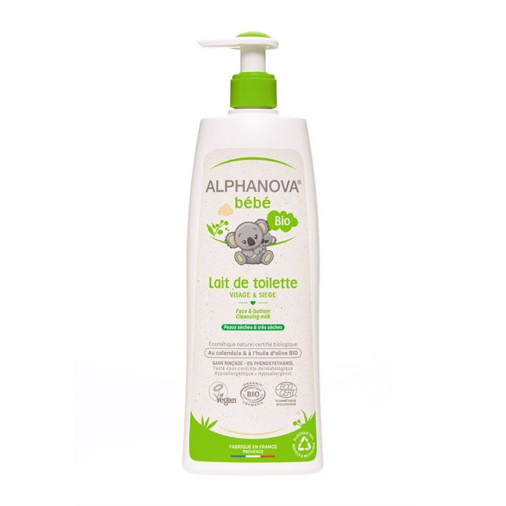 Alphanova Bebe, Organiczne mleczko z oliwą do mycia niemowląt, 500 ml
