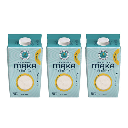 Zestaw: 3x Młyn Mazurki Mąka kraftowa pszenna typ 500 - 750 g