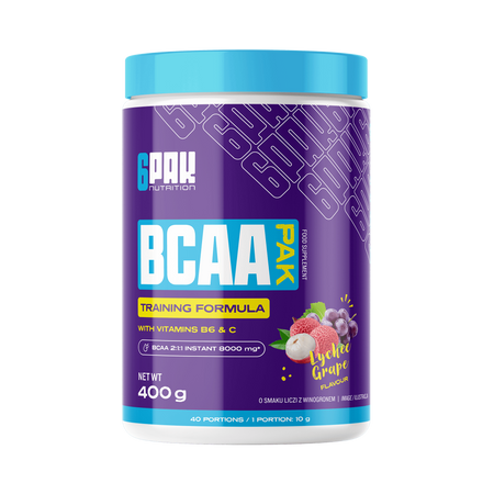 6PAK BCAA PAK Aminokwasy 400 g smak liczi - winogrono