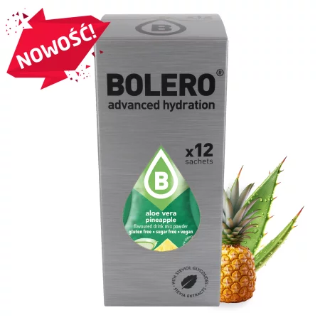 Zestaw Bolero Aloe Vera Pineapple (Aloes z Anansem) ze stawią 12 szt. x 9 g napój w proszku bez cukru