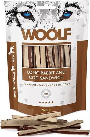 WOOLF Long Rabbit Cod Sandwich Królik Dorsz 100g
